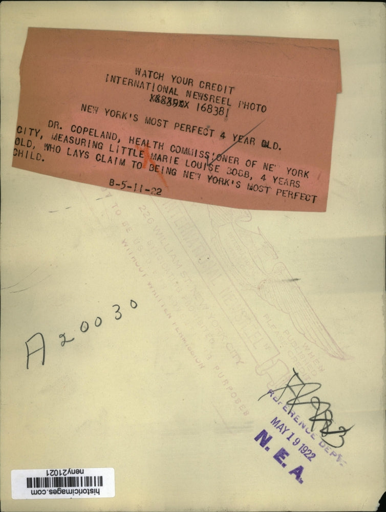 1922 Press Photo New York Marie Louise Bobb & Dr. Copeland NYC - neny21021