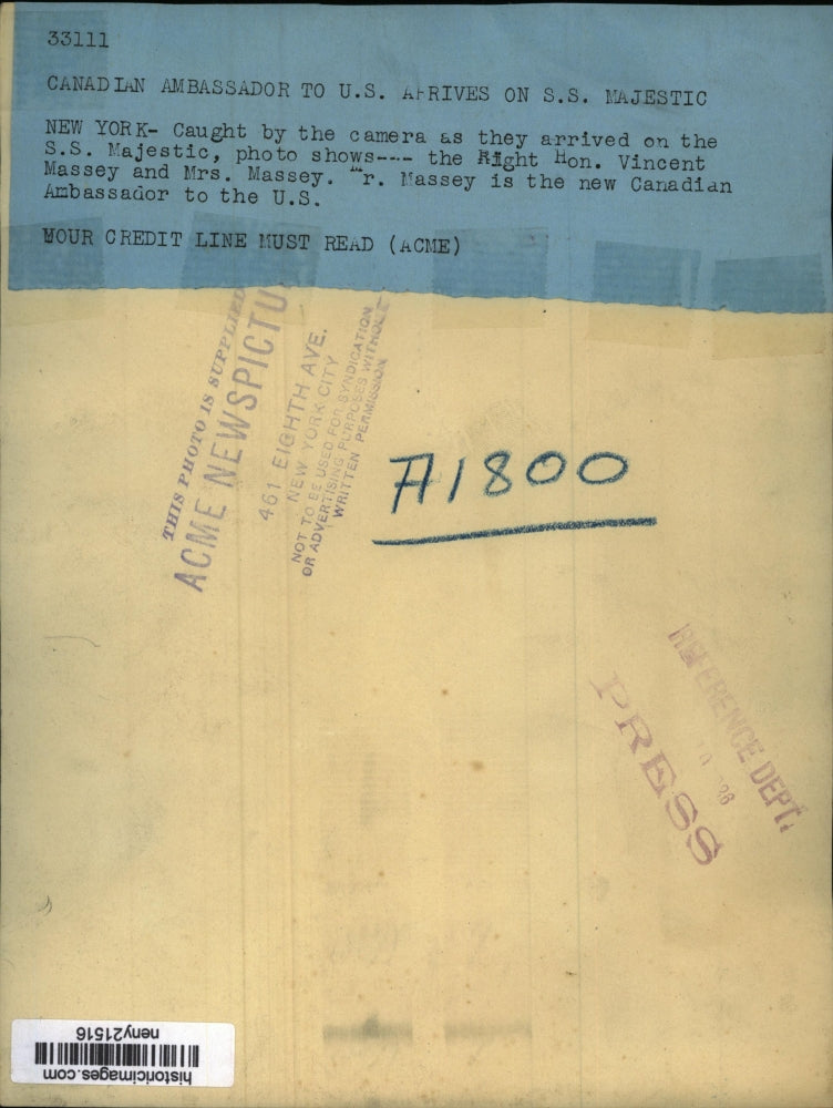 Load image into Gallery viewer, Press Photo NEW YORK CANADIAN AMBASSADOR TO U.S. ARRIVES NYC - neny21516
