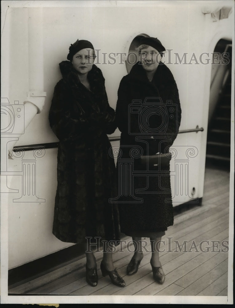 1932 Press Photo New York Mary L de Geve & Alva Christensen arrive NYC