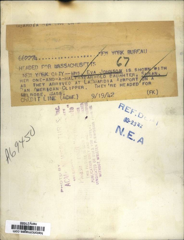 1942 Press Photo NEW YORK HEADED FOR MASSACHUSETTS NYC - neny21688