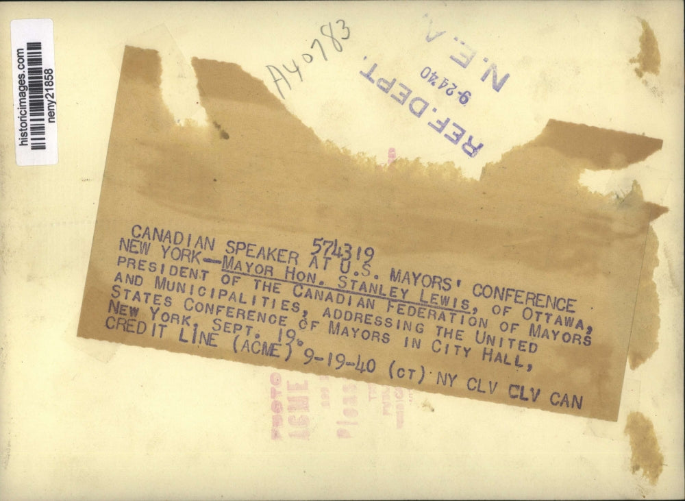 1940 Press Photo NEW YORK CANADIAN SPEAKER AT U.S. MAYORS' CONFERENCE NYC