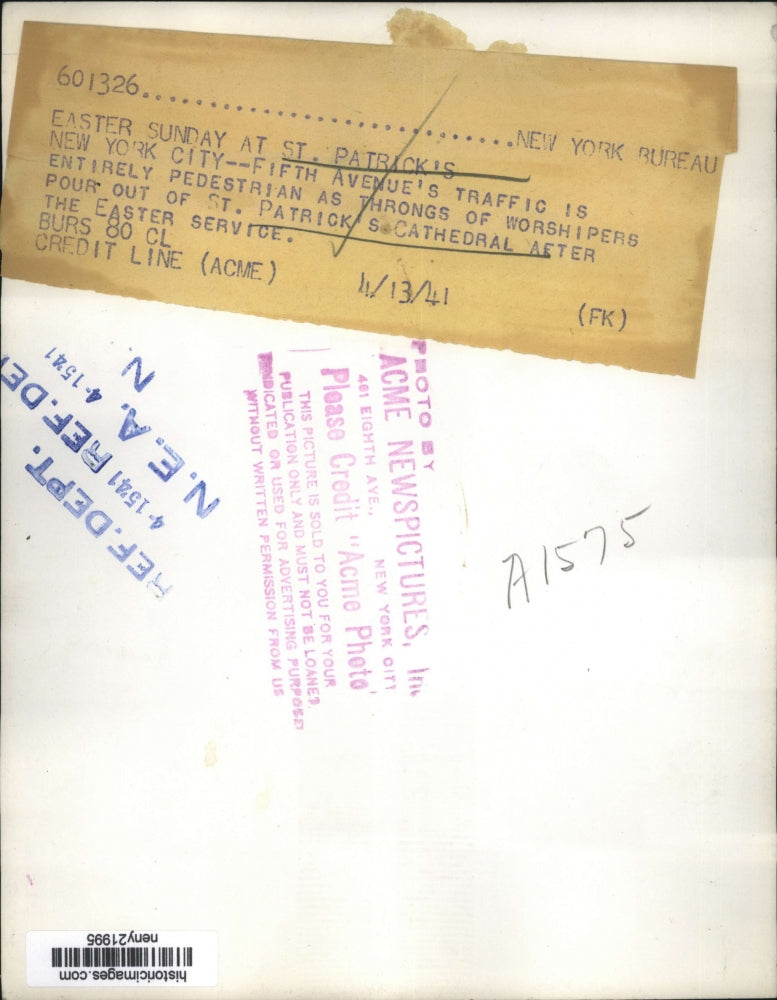 1941 Press Photo New York Easter Sunday Service at St.Patrick's Cathedral NYC