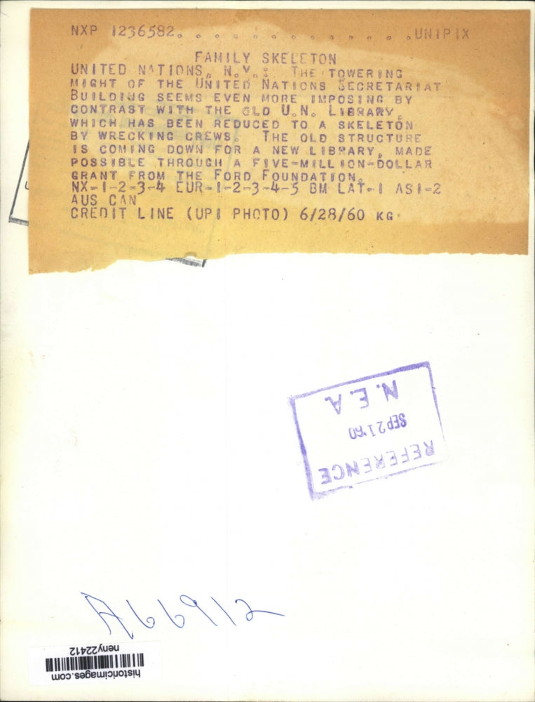 1960 Press Photo New York United Nations Secretariat Building & UN Library NYC