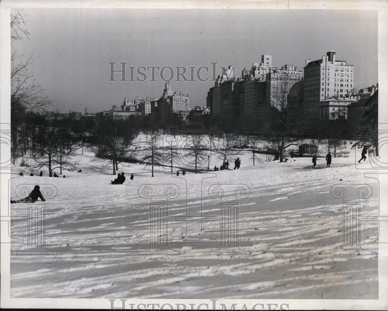 Load image into Gallery viewer, 1940 Press Photo New York Sleigh riding in Central Park after a snowfall NYC
