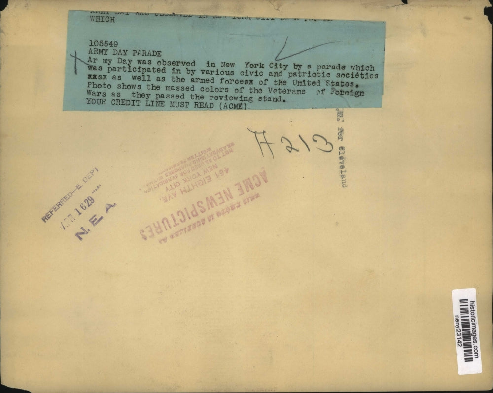 1929 Press Photo NEW YORK ARMY DAY OBSERVED IN NYC - neny23142