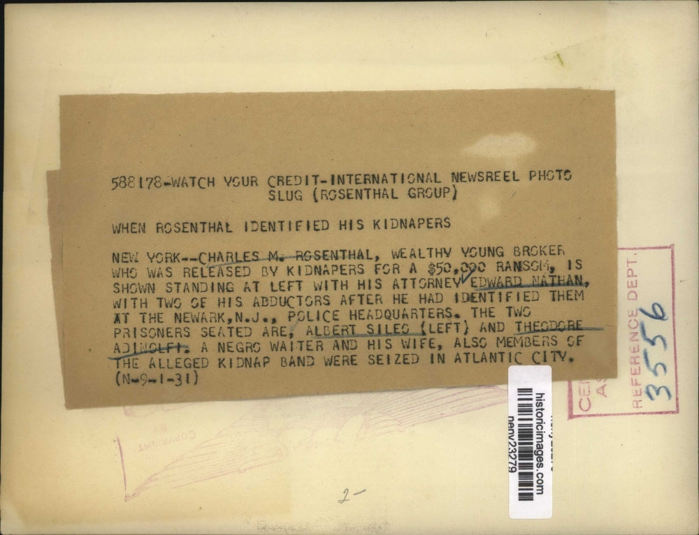 1931 Press Photo NEW YORK WHEN ROSENTHAL IDENTIFIED HIS KIDNAPPERS NYC