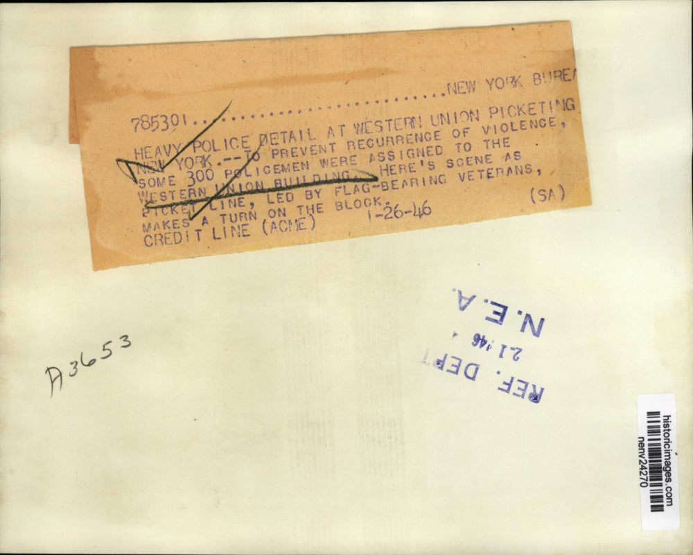 1946 Press Photo New York Western Union Picketing/Strike NYC - neny24270