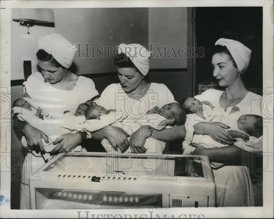 1948 Press Photo New York Three Sets of Twins Born at Nassau Hospital NYC