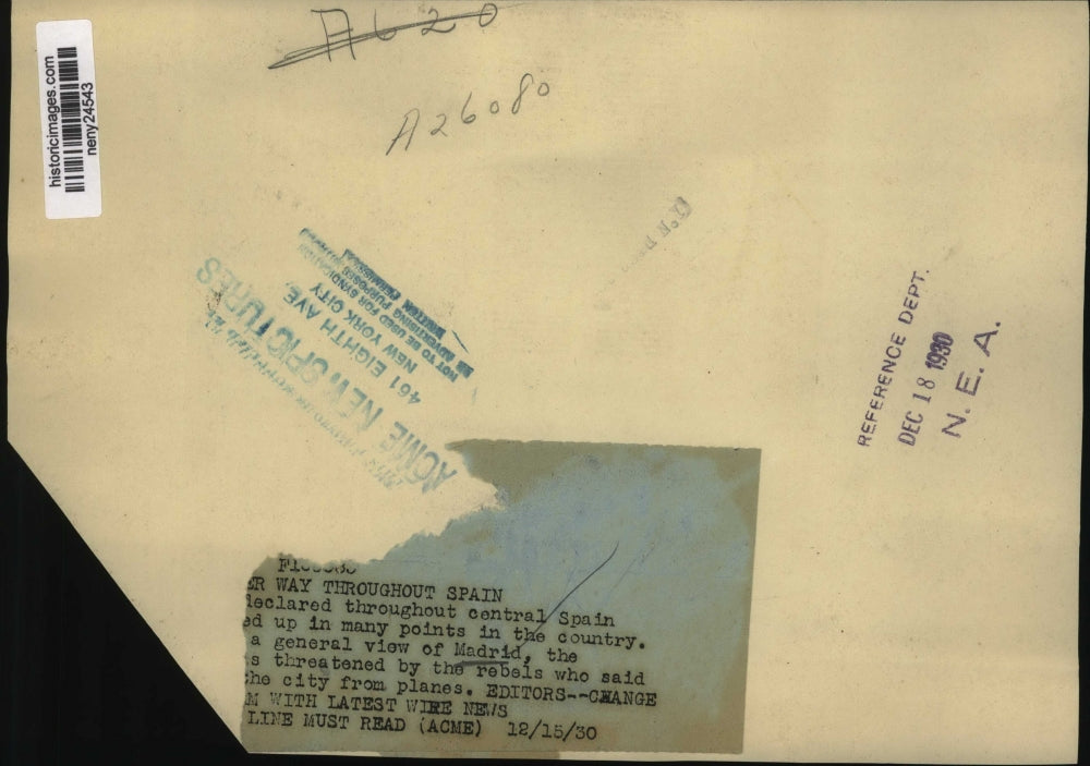 1930 Press Photo New York General view of Madrid - neny24543