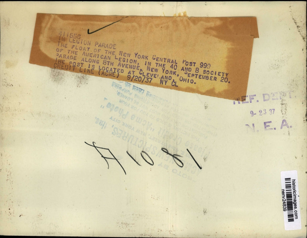 1937 Press Photo NEW YORK AMERICAN LEGION PARADE NYC - neny24839