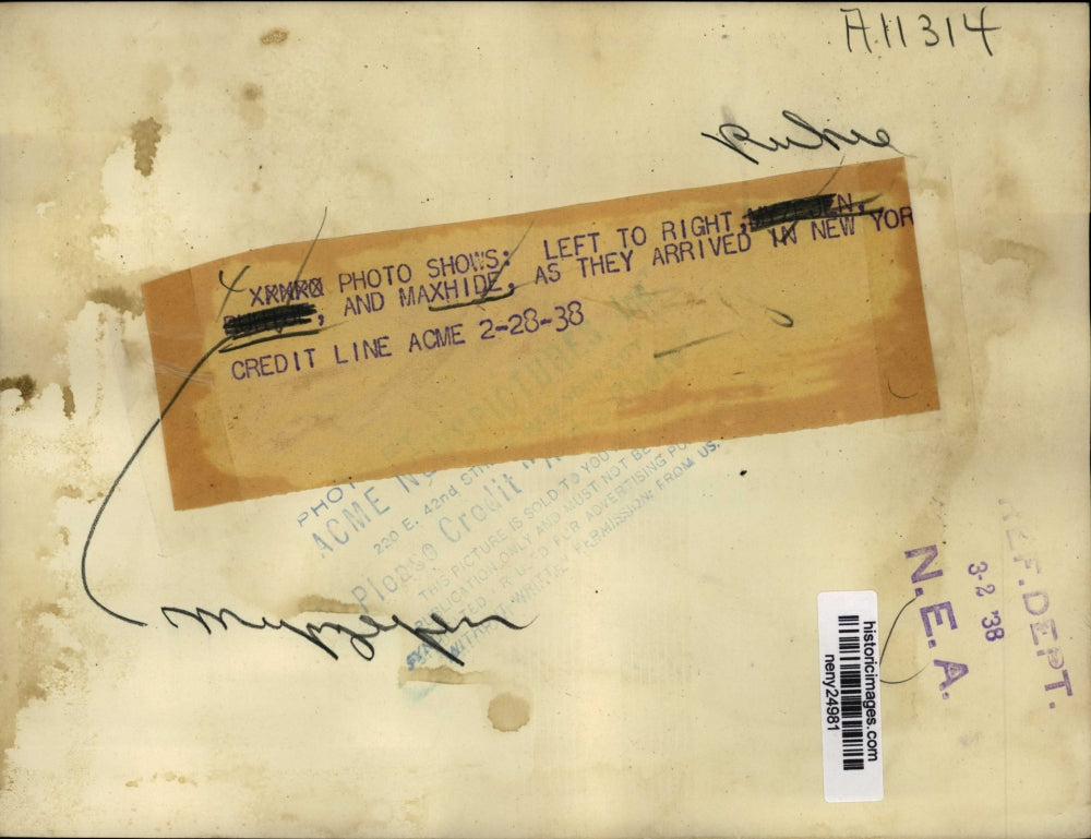 1938 Press Photo NEW YORK UNKNOWN WOMEN ARRIVING IN NYC - neny24981