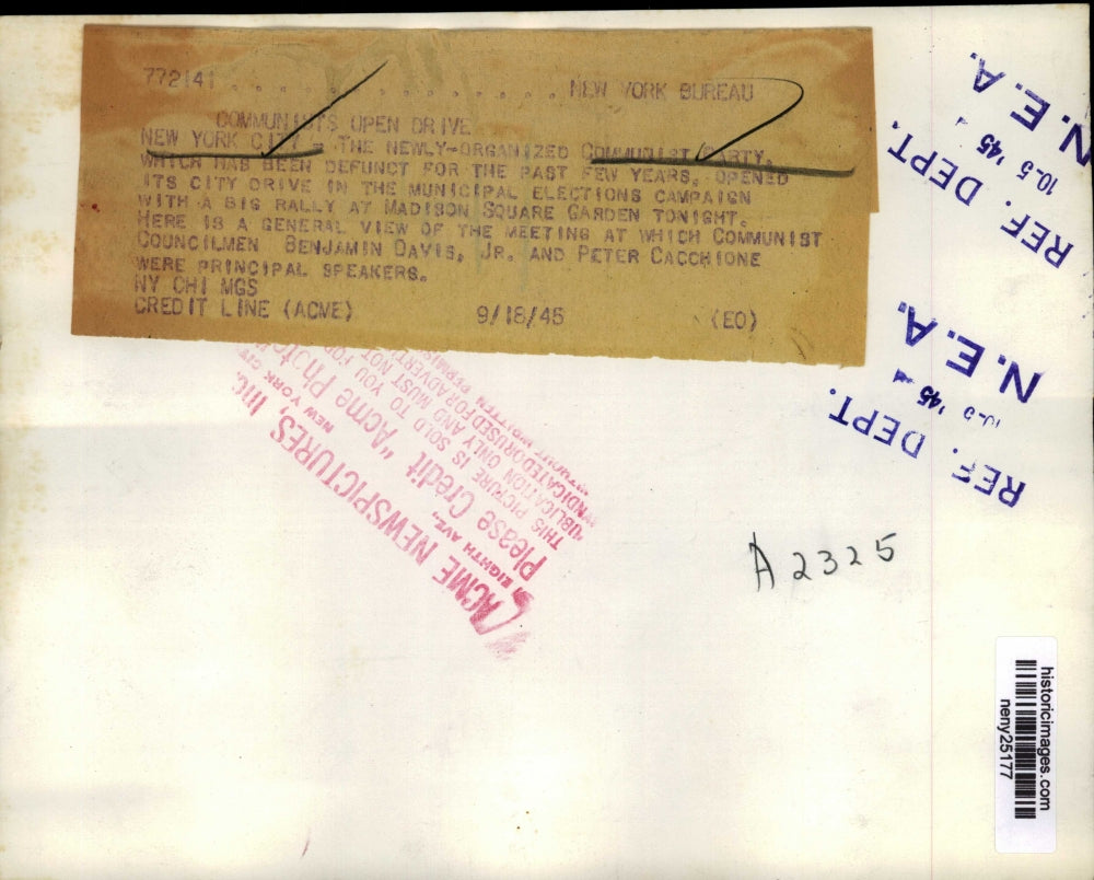 1945 Press Photo New York Community Party at Madison Square Garden NYC