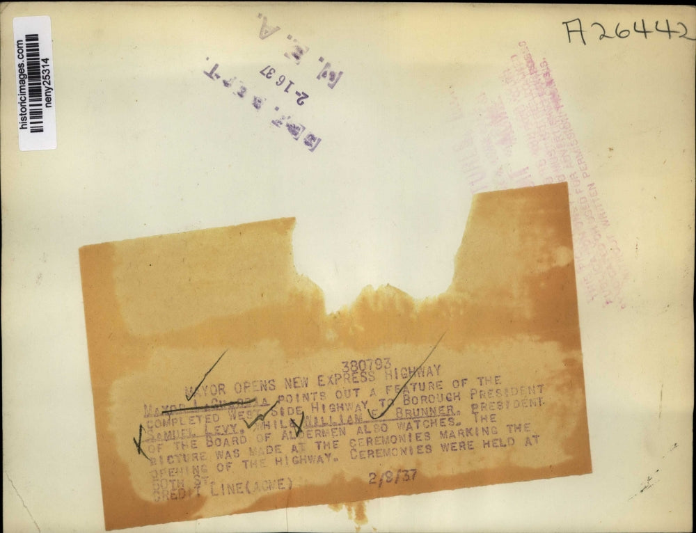 1937 Press Photo New York Mayor F.H.La Guardia opened Express Highway NYC