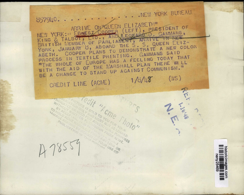 1948 Press Photo New York Ernest Cooper of Kings & Talbot Ltd in NYC