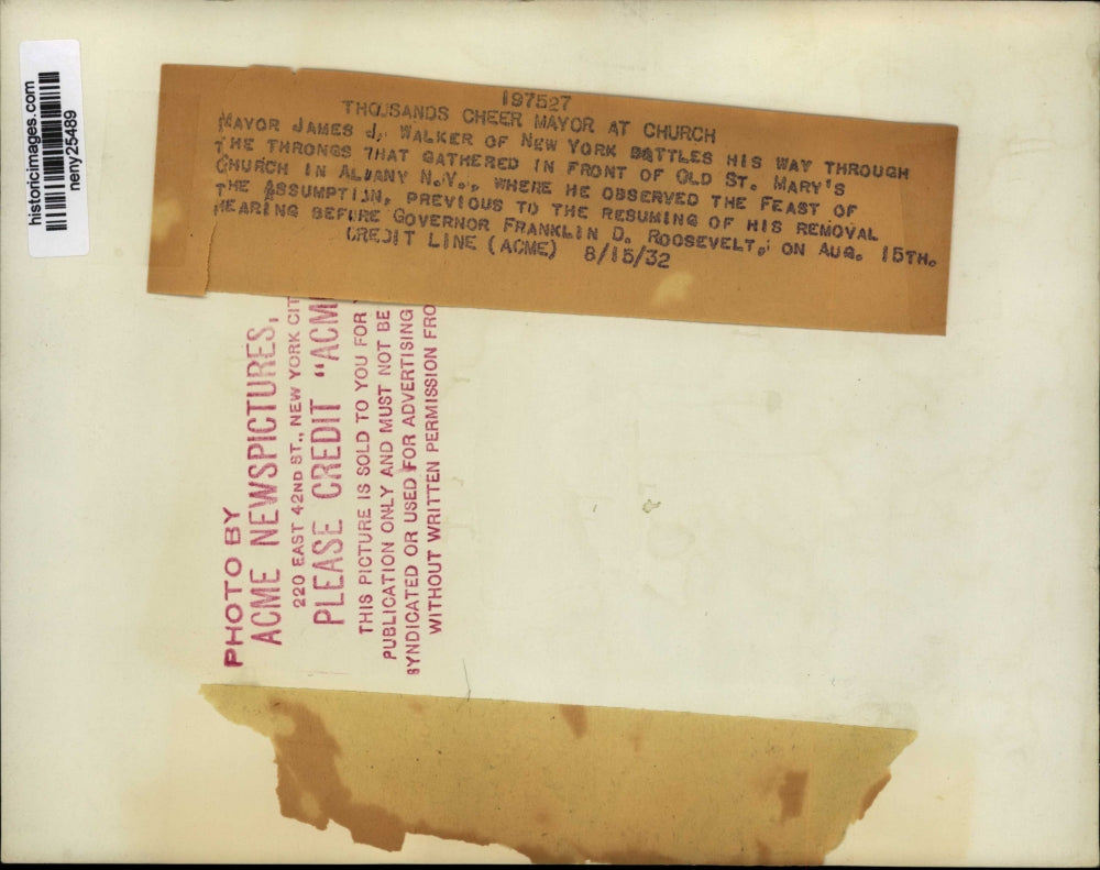 1932 Press Photo New York Mayor James J Walker at Old St Mary's NYC - neny25489