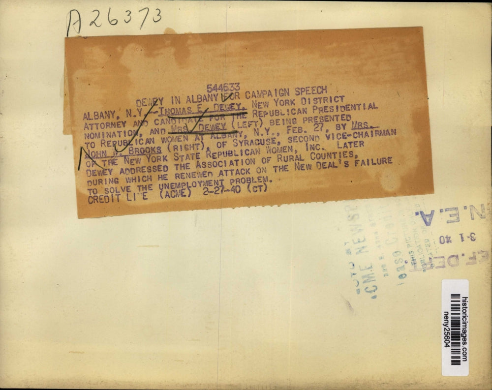 1940 Press Photo New York Thomas E. Dewey in Albany for campaign speech NYC