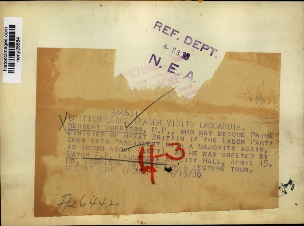1936 Press Photo NEW YORK BRITISH LABOR LEADER VISITS LAGUARDIA NYC - neny25684