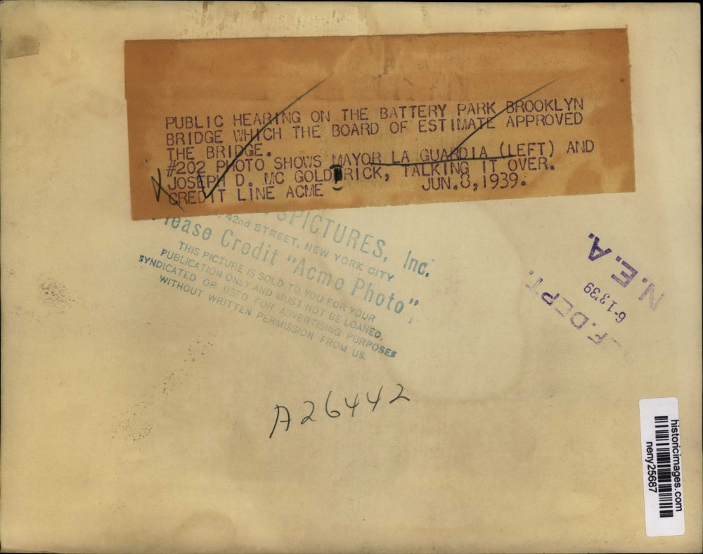 1939 Press Photo New York Public Hearing On The Battery Park Brooklyn Bridge NYC