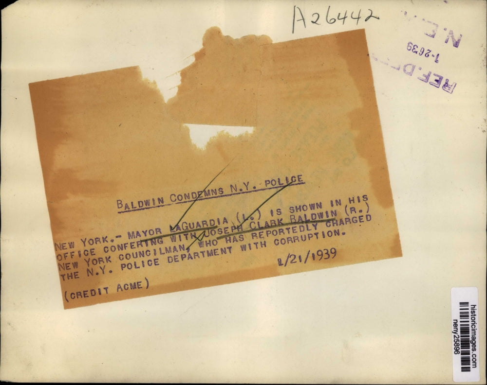 1939 Press Photo New York Mayor Fiorello La Guardia and Joseph Clark Baldwin NYC