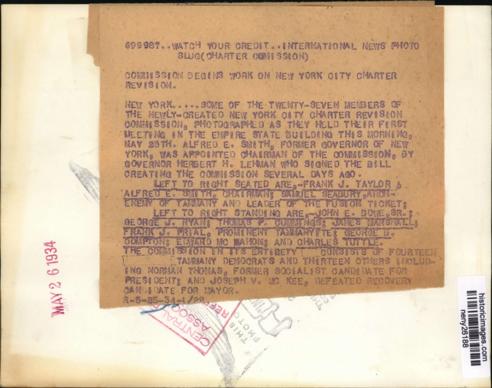 1934 Press Photo New York City Charter revision committee meets in NYC