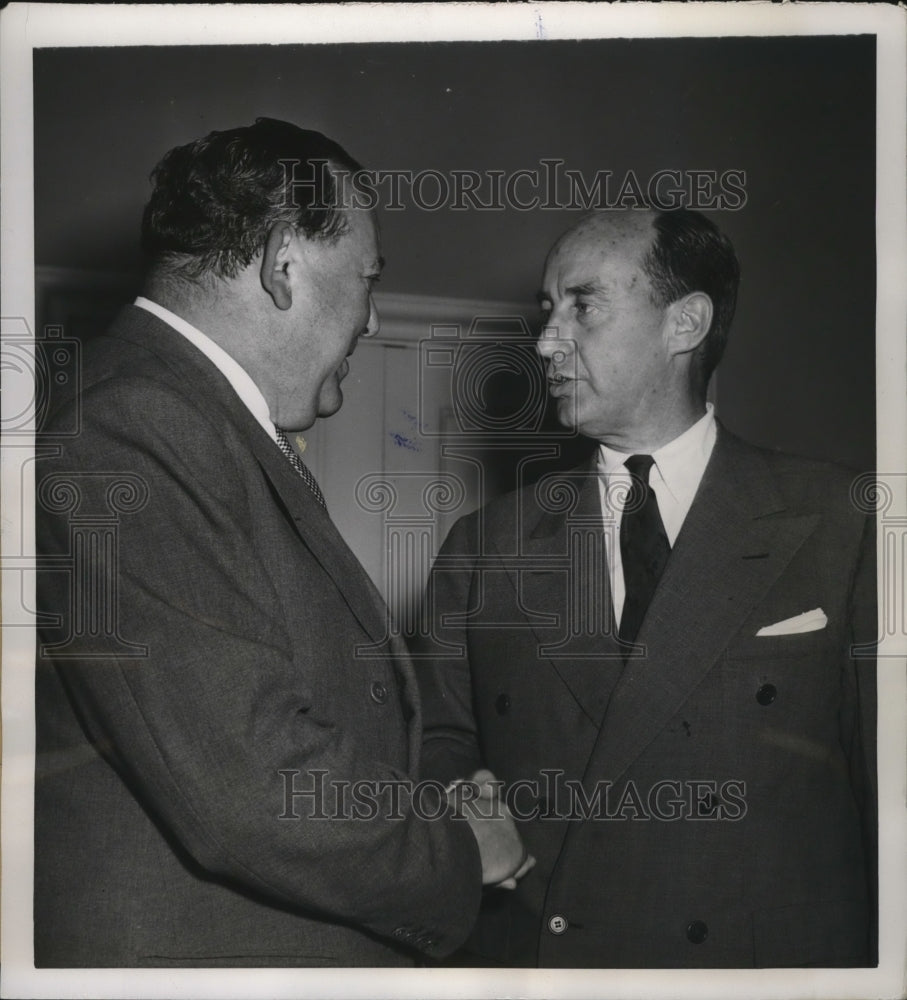 1952 Press Photo New York Gov.Adlai Stevenson and U.N. Sec Gen. Trygve Lie NYC
