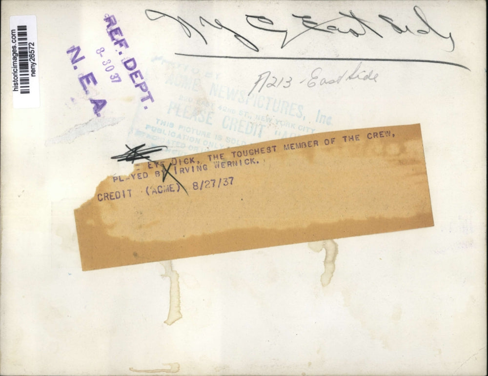 1937 Press Photo New York One Eye Dick played by Irving Wernick in play in NYC