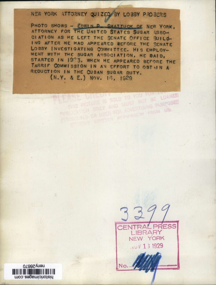 1929 Press Photo New York Attorney Quizzed by Lobby Probers NYC - neny26670