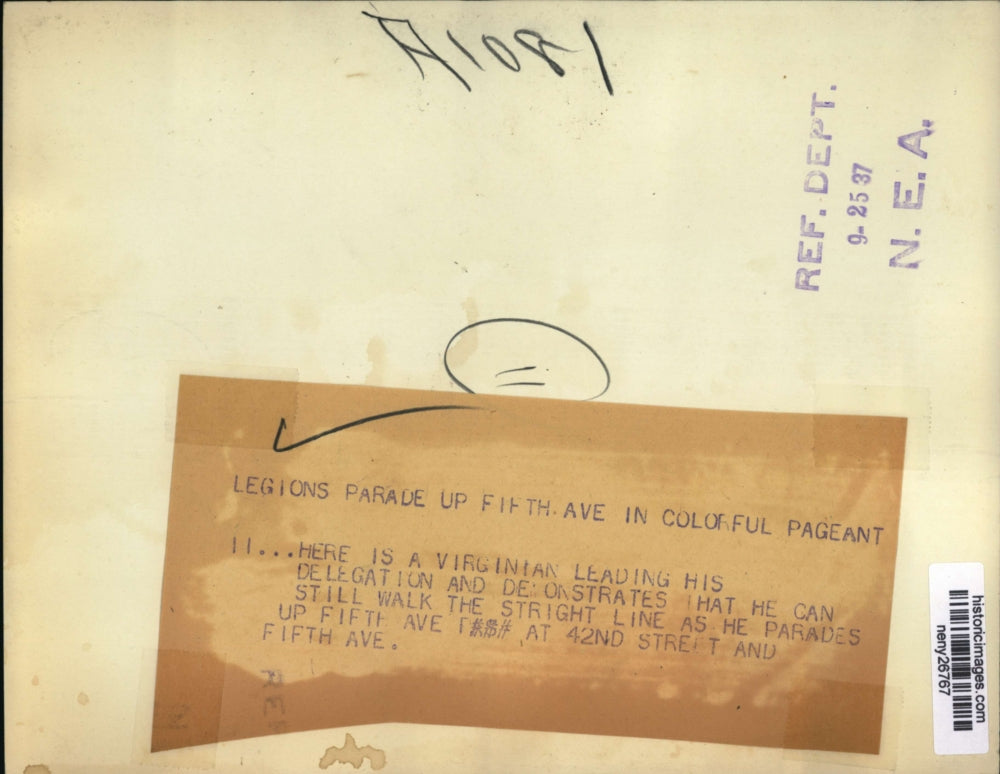 1937 Press Photo New York Virginian in American Legion Parade NYC - neny26767