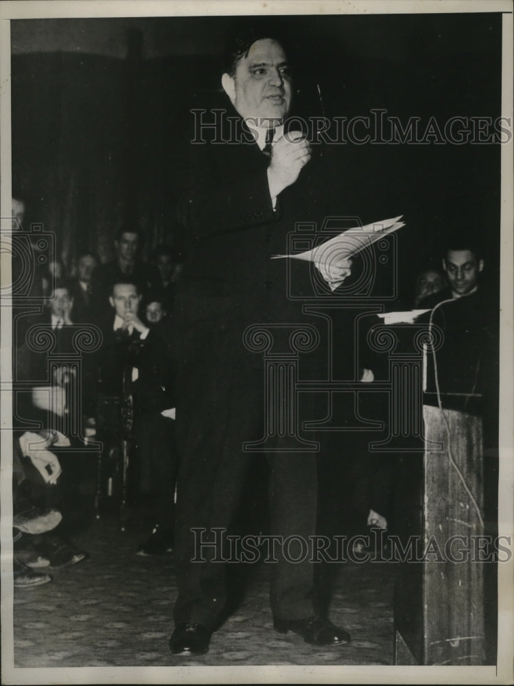 1938 Press Photo New York Mayor LaGuardia Speaks at Service Committee NYC- Historic Images