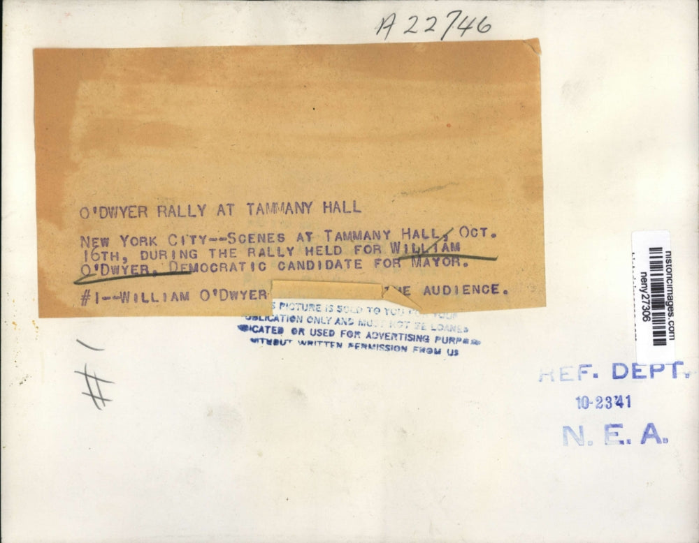 1941 Press Photo New York William O'Dwyer Democratic candidate mayor of NYC