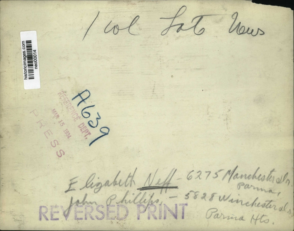 1934 Press Photo Elizabeth Neff of Parma, and John Phillips of Parma Heights