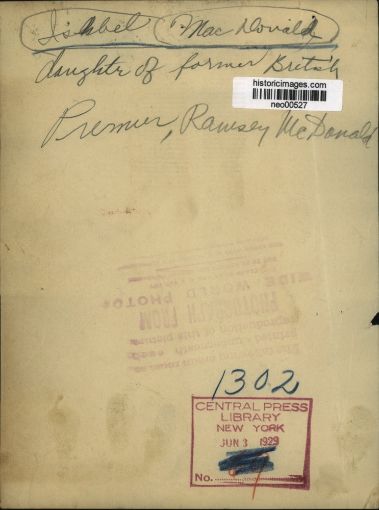 1929 Press Photo Ishbel MacDonald, Daughter of British Prime Minister