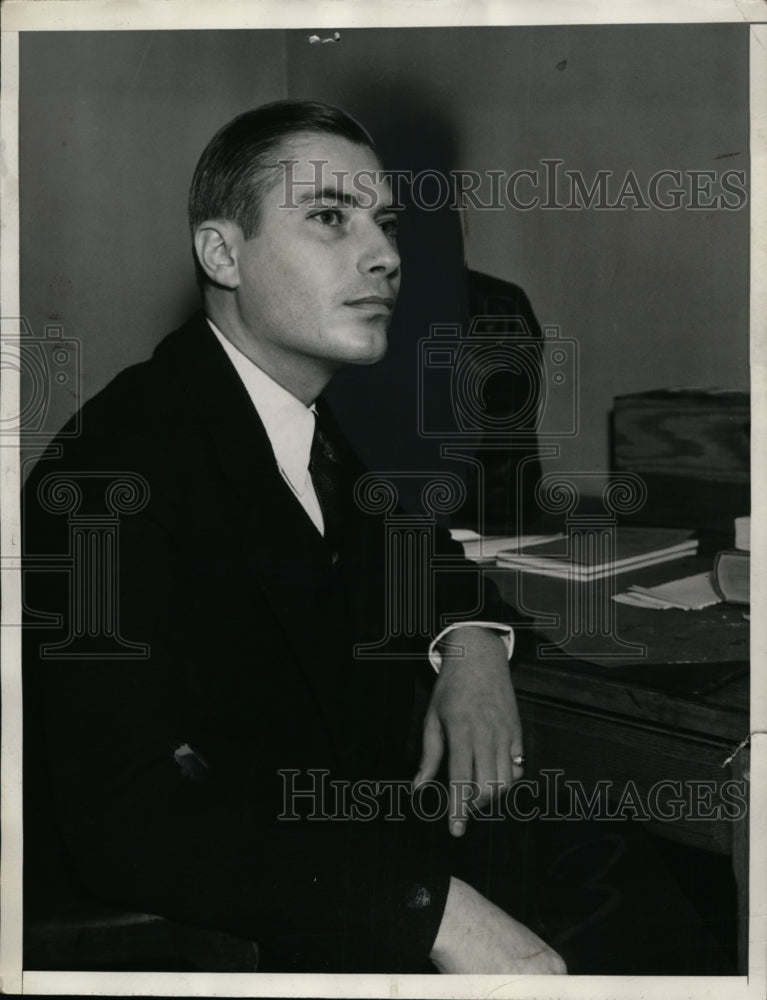1935 Press Photo Barton Sewell in Court, Los Angeles for Alleged Wife Trading