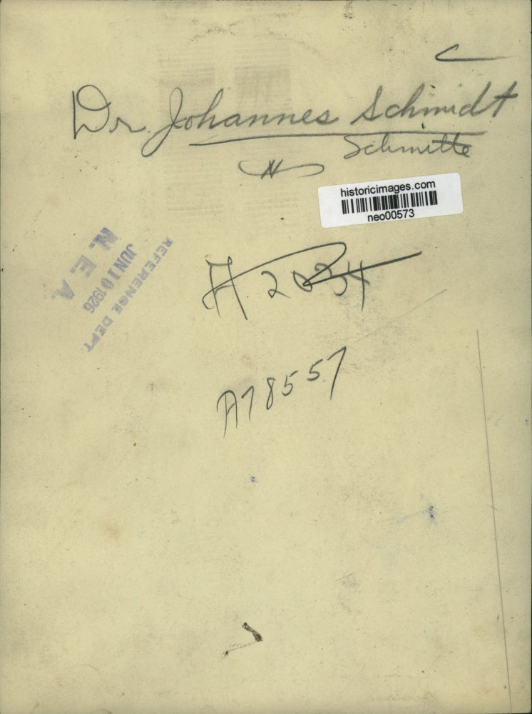 1926 Press Photo Dr. Johannes Schmidt - neo00573