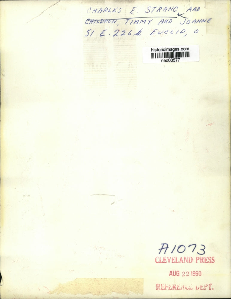 1960 Press Photo Charles E. Strang & Children Timmy & Joanne - neo00577