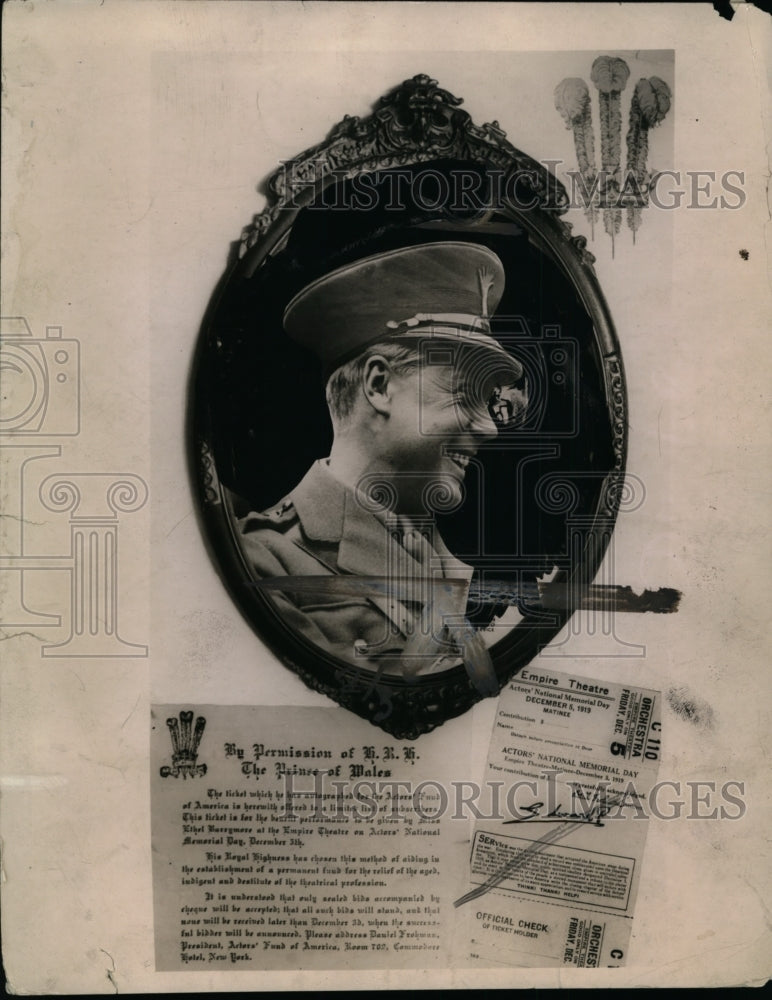 1919 Press Photo Prince of Wales Actors' National Memorial Day Ticket Auction