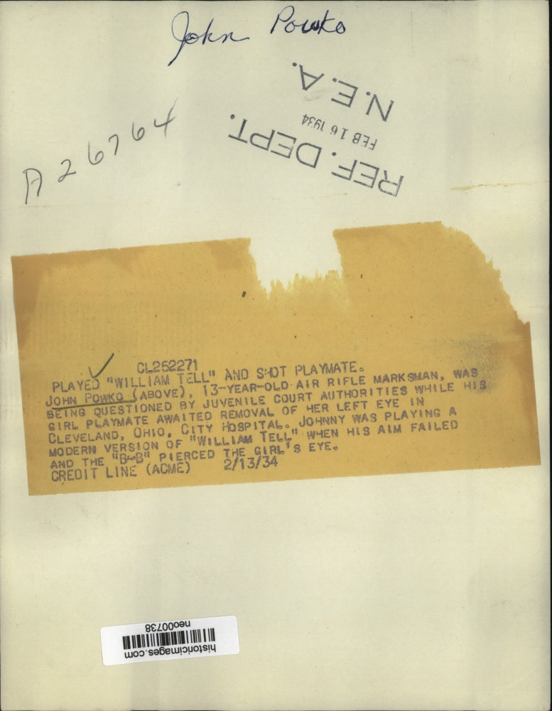 1934 Press Photo John Powko age 13 rifle marksman in Cleveland Ohio - neo00738