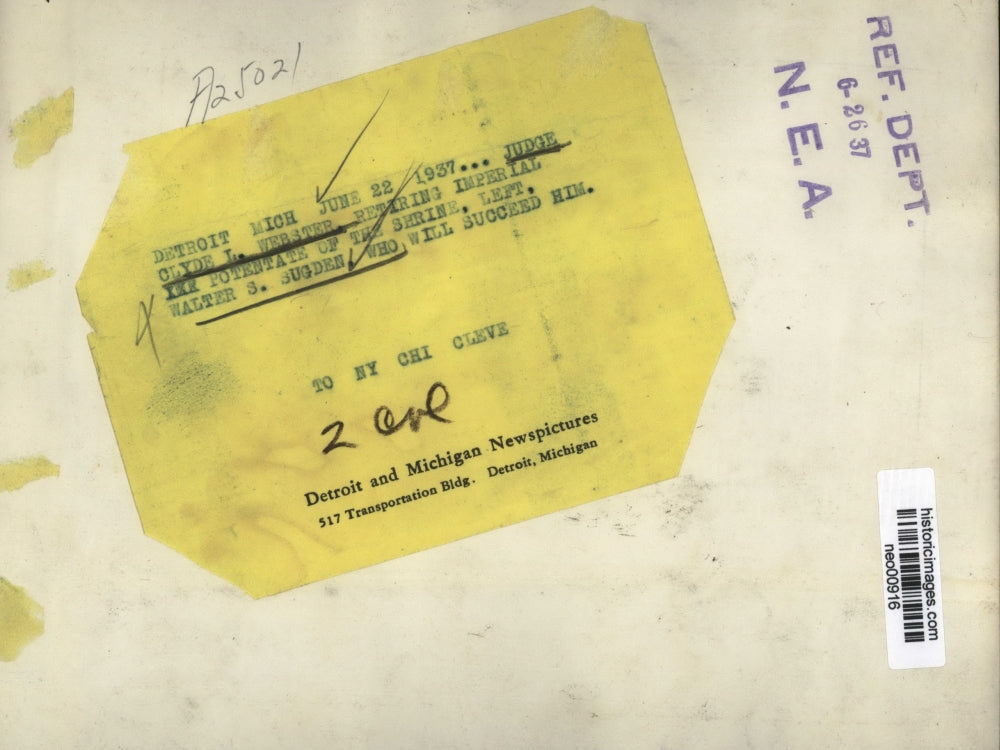 1937 Press Photo Judge Clyde L. Webster, Walter S. Sugden, Shriner Leaders