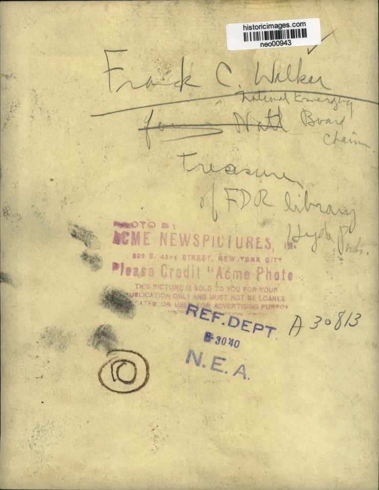 1940 Press Photo Frank C. Walker, Treasurer FDR Library - neo00943