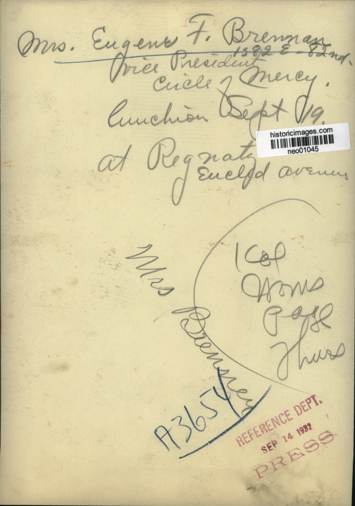 1932 Press Photo Mrs Eugene Bremman Vice President Circle of Mercy Luncheon