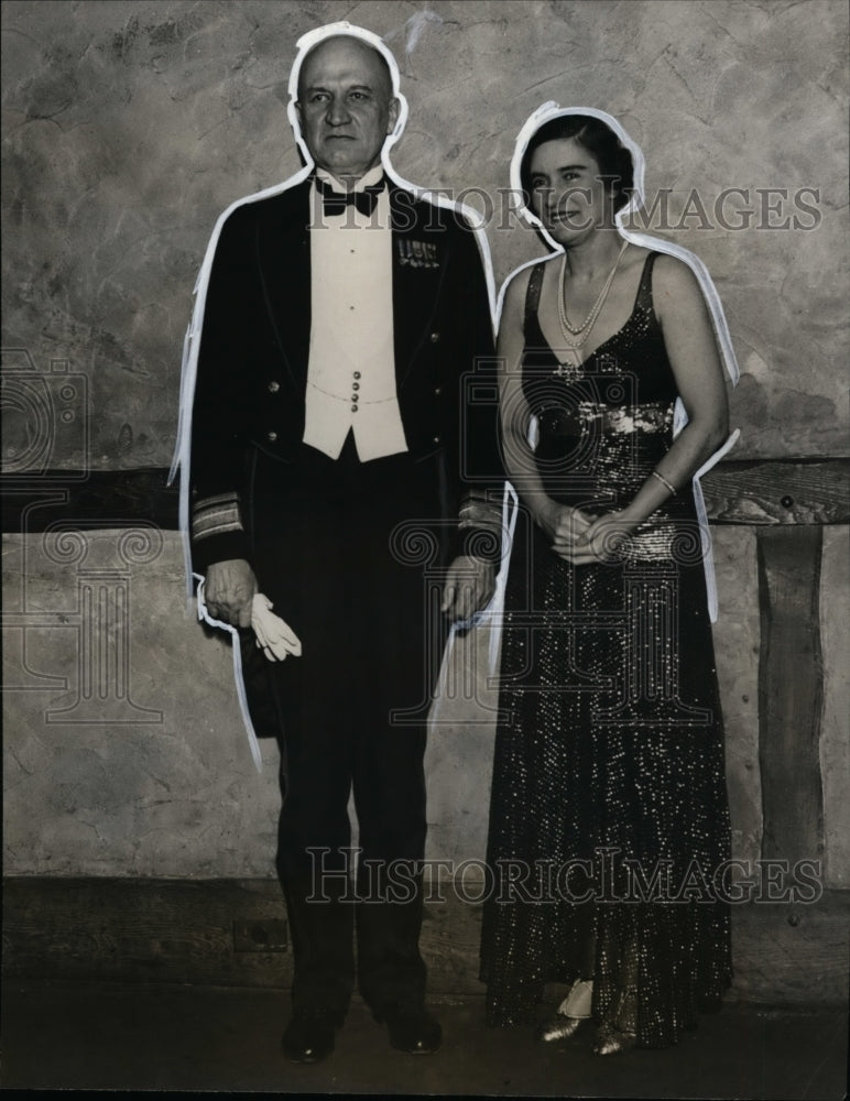 1931 Press Photo Adm. Louis R. de Steigeur, Mrs. John Branham at Old Guard Ball