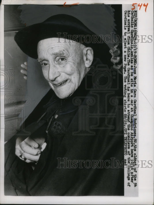 1958 Press Photo Jose Maria Caro Cardinal Rodriguez age 92 oldest Cardinal
