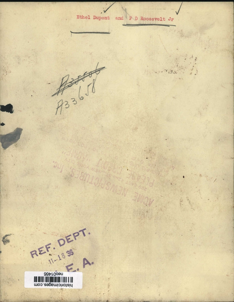 1936 Press Photo Ethel DuPont & FD Roosevelt Jr son of the President - neo01466