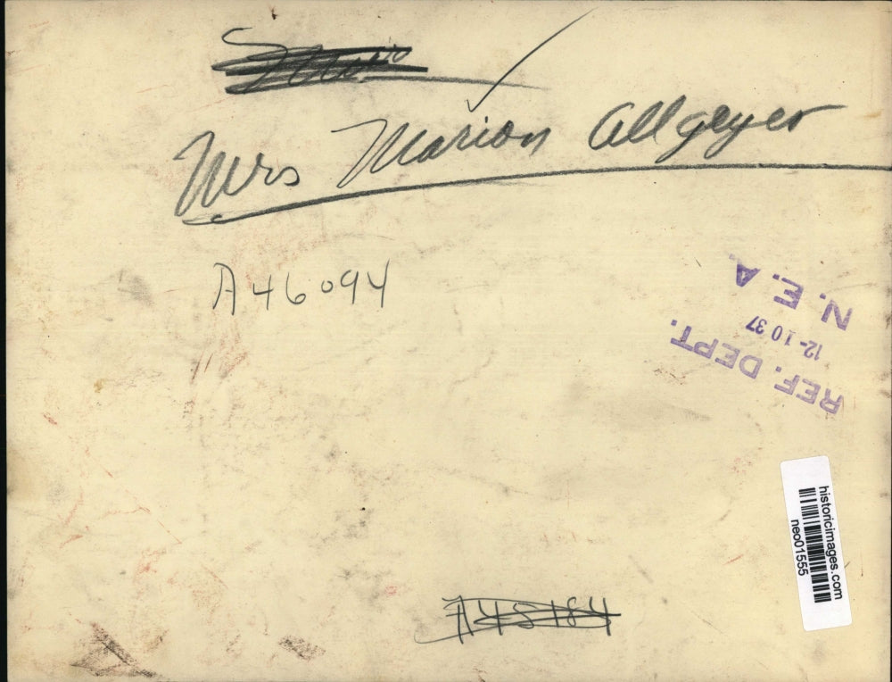 1937 Press Photo Mrs Marion Allgeyer - neo01555