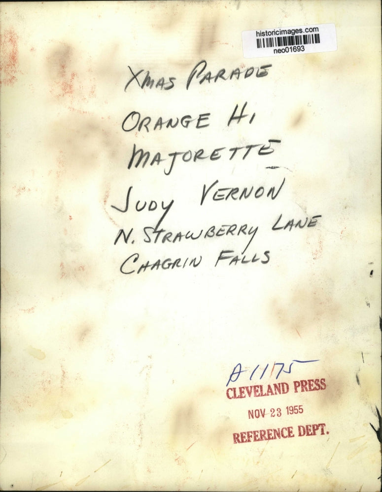 1955 Press Photo Judy Vernon of N. Strawberry Lane in Christmas Parade Attire