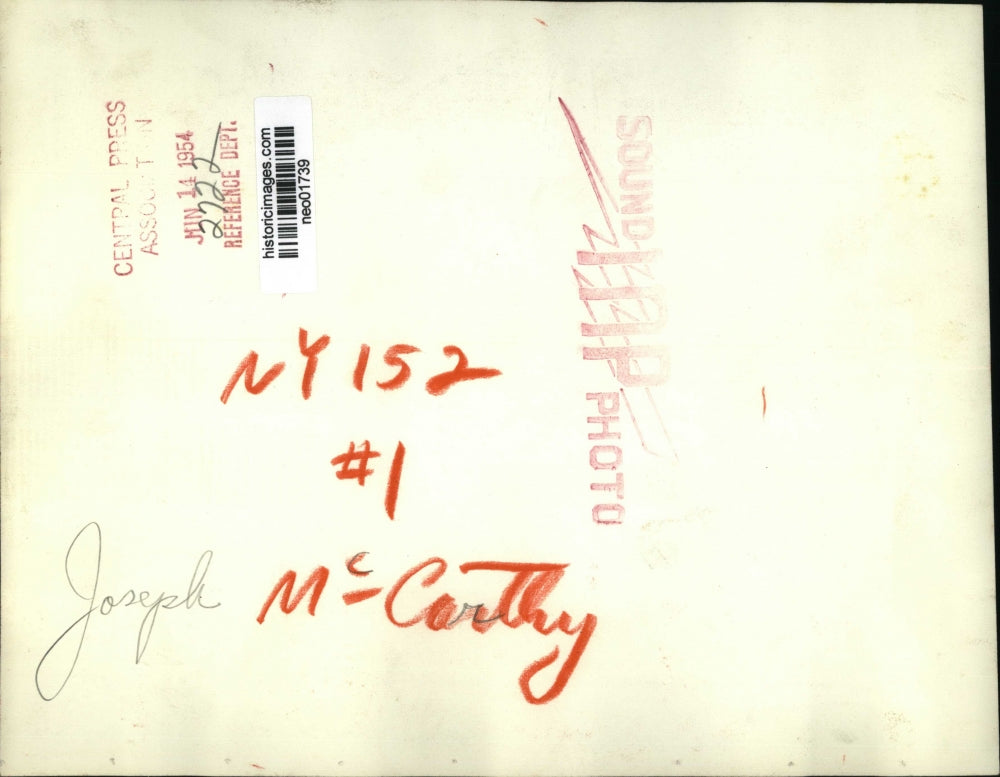 1954 Press Photo Senator Joseph McCarty - neo01739