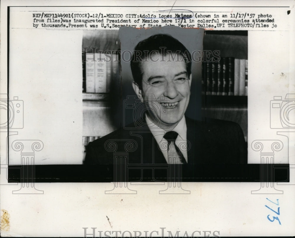 1958 Press Photo Adolfo Lopez Mateos new President of Mexico - neo01969