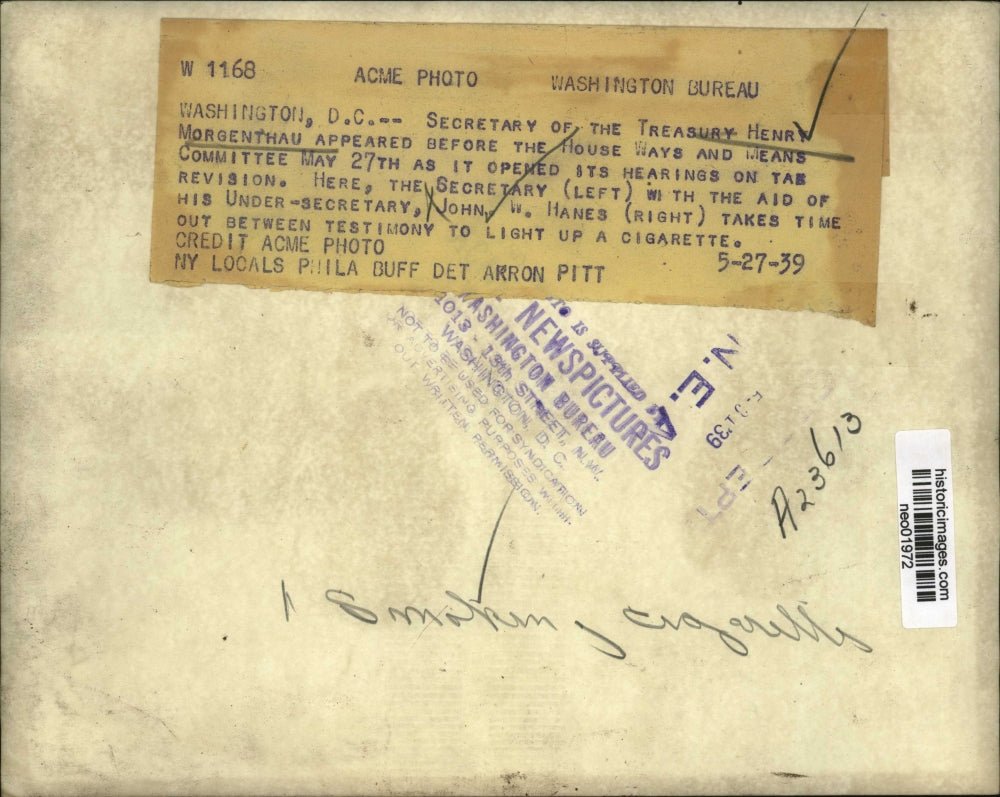 1939 Press Photo Treasurt Secretary Henry Morgenthau & Undersecy John Hanes