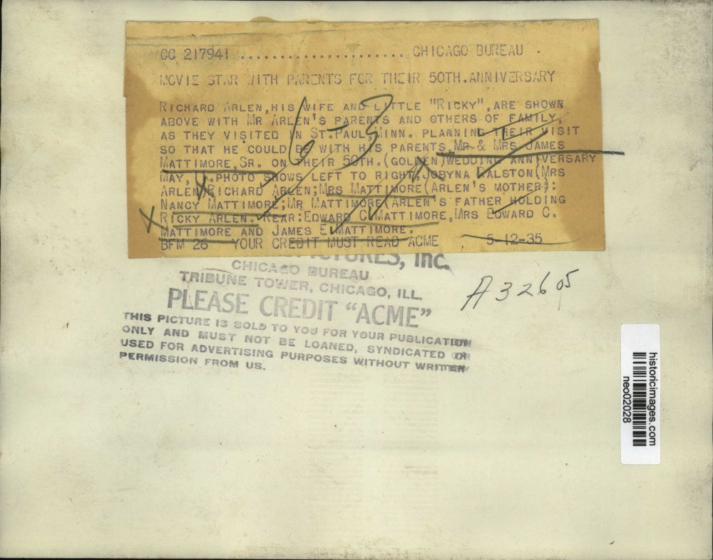 1935 Press Photo Mrs & Mrs James Mattimore Sr on 50th anniversary with family