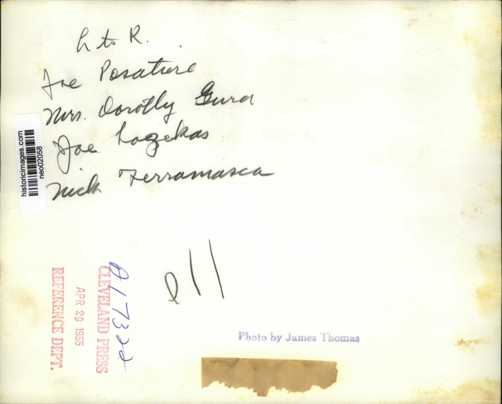 1955 Press Photo Joe Pasatiore, Mrs Dorothy Gura, Joe Lazekas, Nick Ferramasca